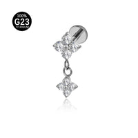 Piercing Labret Titânio Flor Zircônia Cravejada 1.2X8 10217