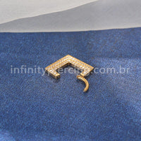 Piercing Argola Titânio Detalhe V Zircônia Cravejada