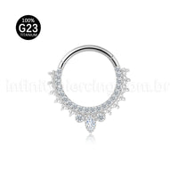Piercing Argola Titânio Segmento Articulado Indiano Com Zircônia Cravejada