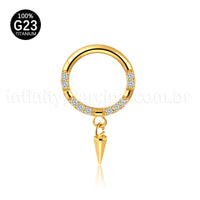 Piercing Argola Titânio Zircônia Frontal Com Pingente Spike
