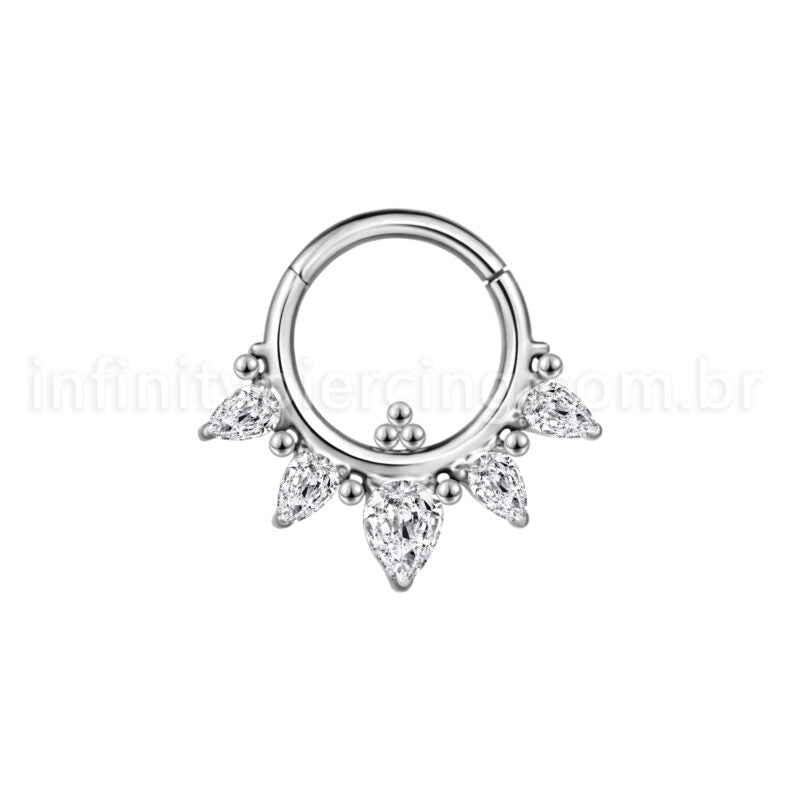 Piercing Argola  Aço Cirúrgico Segmento Articulado Zircônia Oval