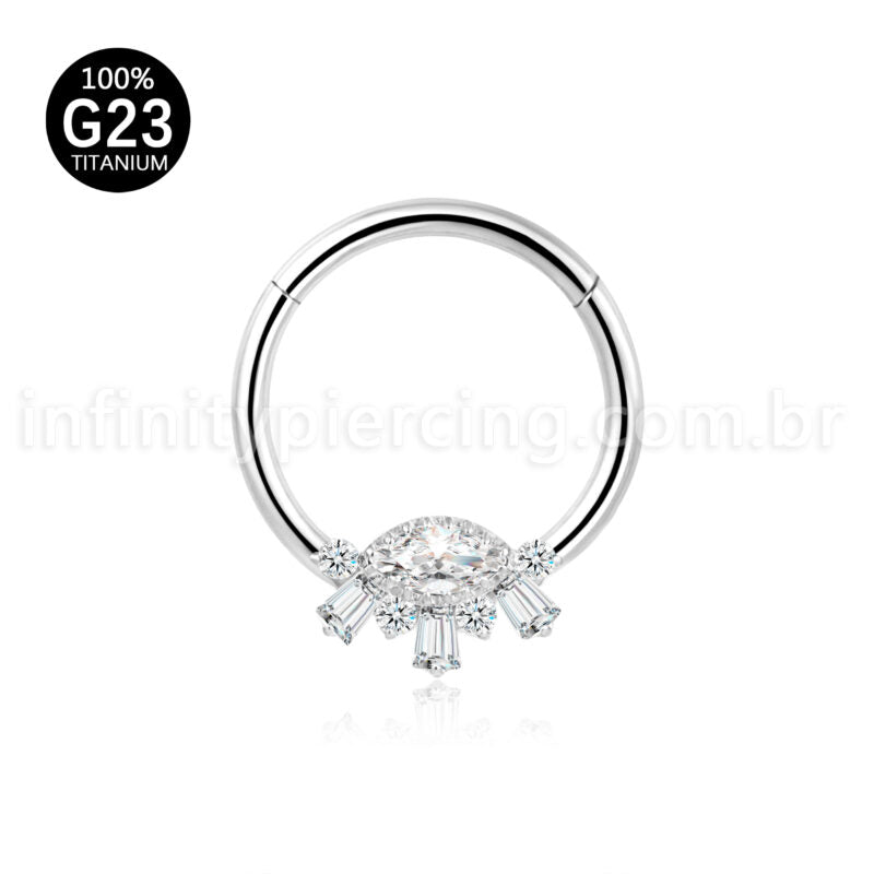 Piercing Argola Titânio / Olho Zircônia Cravejada