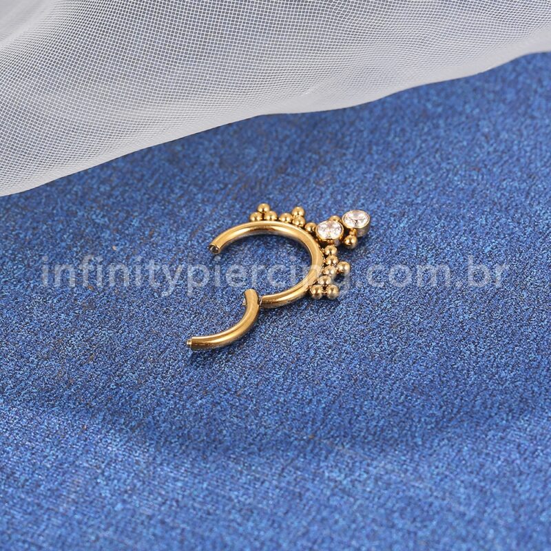 Piercing Argola Titânio Segmento Articulado Indiano Zircônia Cravada