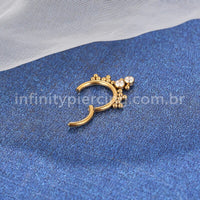 Piercing Argola Titânio Segmento Articulado Indiano Zircônia Cravada