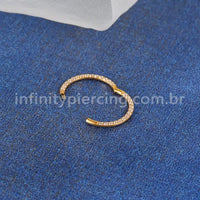 Piercing Argola Titânio Abertura Meio a Meio Zircônia Cravejada Frontal Completa