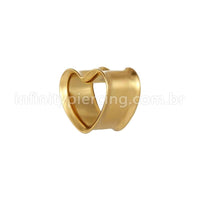 Alargador Aço Cirúrgico Gold Coração Liso
