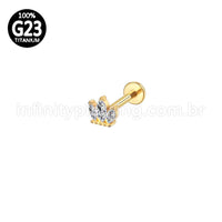 Piercing Labret Titânio Flor De Lotus 3 Zircônias