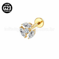 Piercing Labret Titânio Zircônia Cravejada