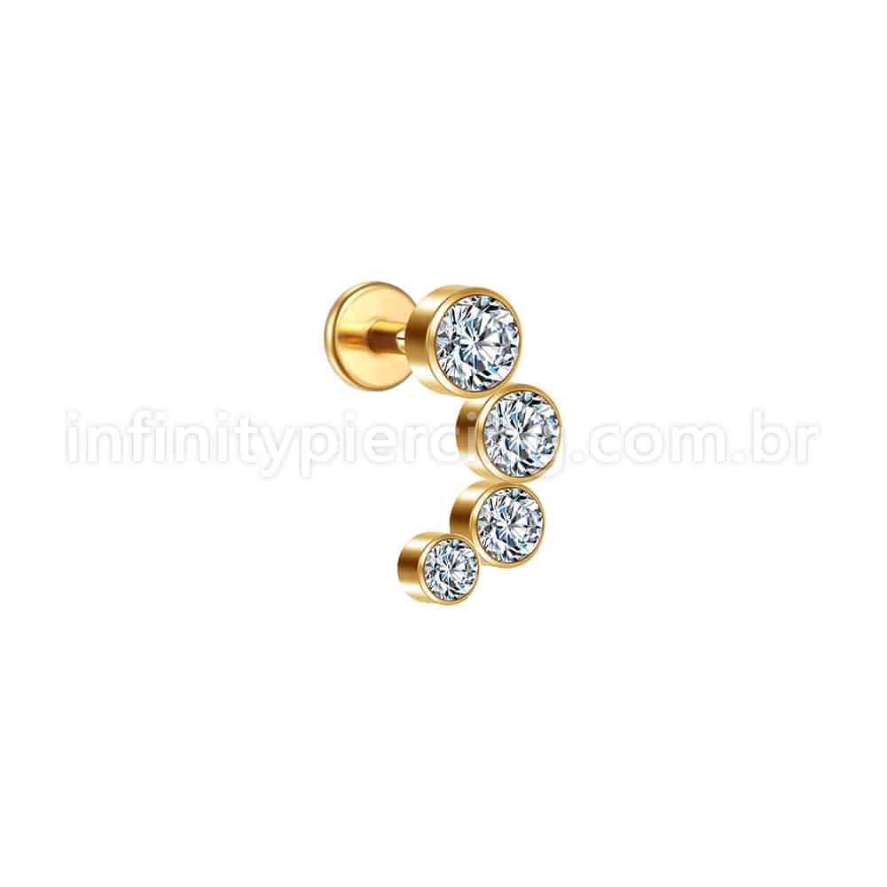 Piercing Labret Aço Cirúrgico Zircônia