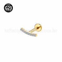 Piercing Labret Titânio Barra Curva Zircônia
