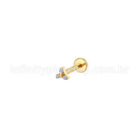 Piercing Labret Aço Cirúrgico Trinity Zircônia