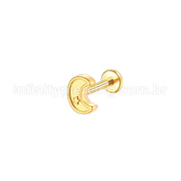 Piercing Labret Aço Cirúrgico Lua Com Estrela