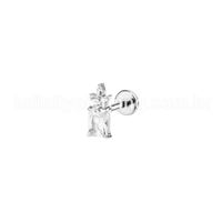 Piercing Labret Aço Cirúrgico Quadrado Zircônias