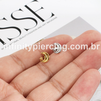 Piercing Labret Titânio Lua Com Estrela