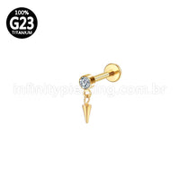 Piercing Labret Titânio Ponto De Luz Com Pingente Spike