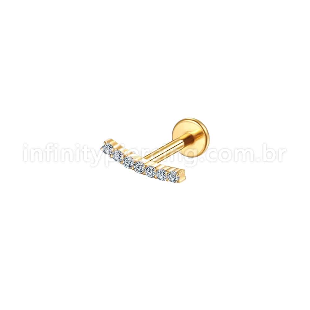 Piercing Labret Aço Cirúrgico Barra Meio Curvo Mini Zircônias