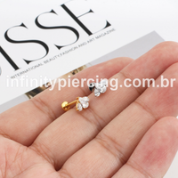 Piercing Labret Titânio Gota Zircônias Cravejada