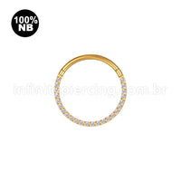 Piercing Argola Nióbio Segmento Articulado Frontal Zircônia Cravejada