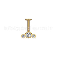 Piercing Labret Invertido Aço Cirúrgico Indiano 3 Zircônia