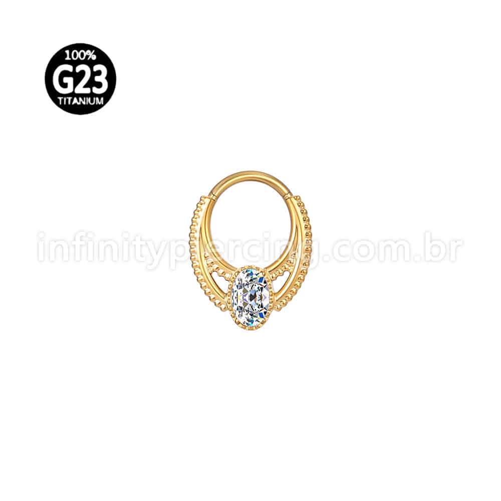 Piercing Argola Titânio Trabalhada / Zircônia