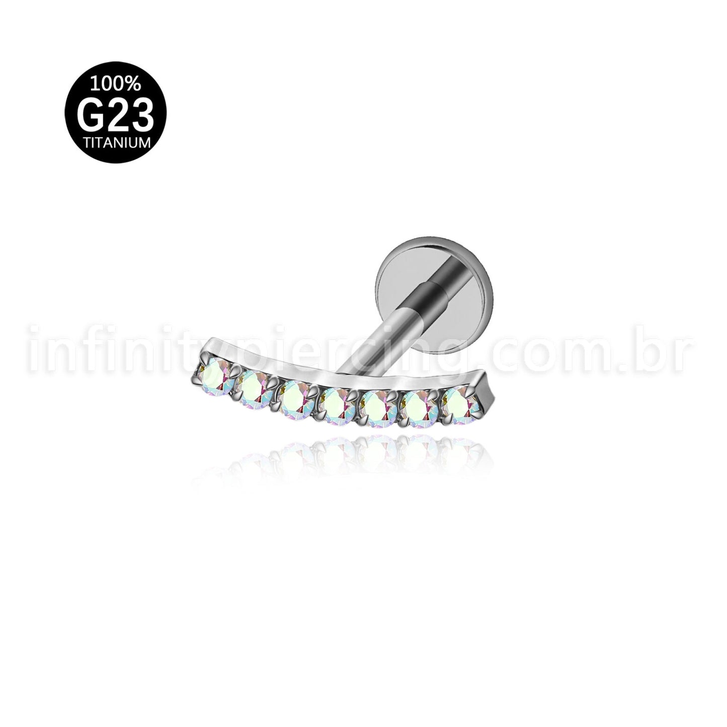Piercing Labret Titânio Barra Curva Zircônia