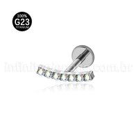 Piercing Labret Titânio Barra Curva Zircônia