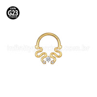 Piercing Argola Titânio Segmento Articulado Cobras Zircônia