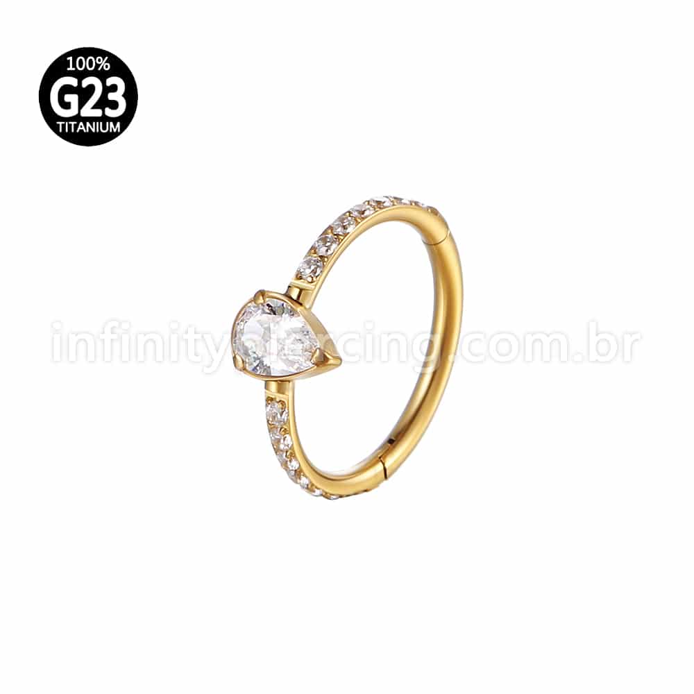 Piercing Argola Titânio Segemento Articulado Zircônia Gota