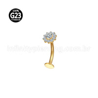 Piercing Banana Floating Titânio Flor Zircônia