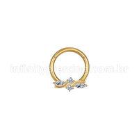 Piercing Argola Aço Cirúrgico Segmento Articulado Detalhada Zircônia Cravejada