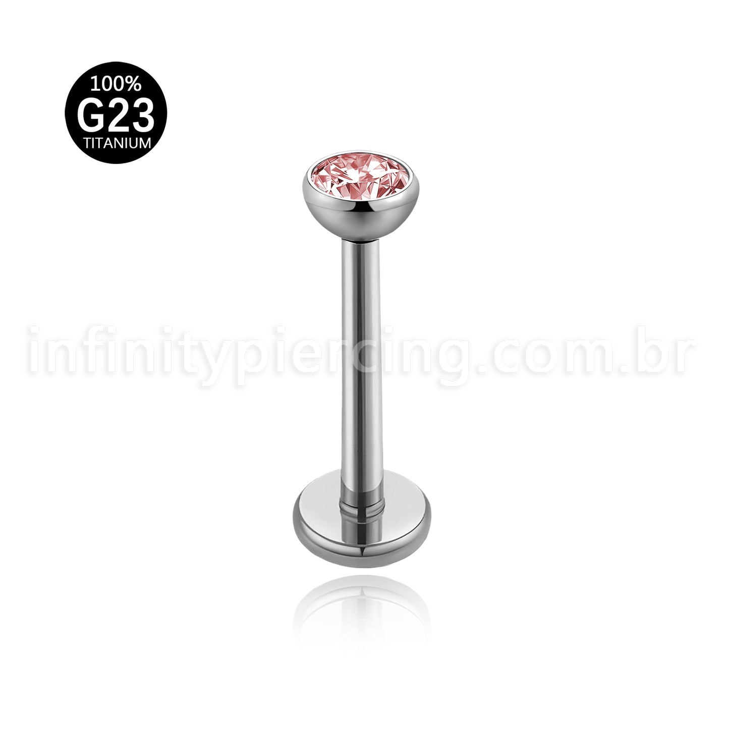 Piercing Labret Titânio Push Pin Zircônia Ponto De Luz Colorida