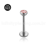 Piercing Labret Titânio Push Pin Zircônia Ponto De Luz Colorida