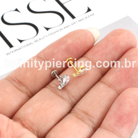 Piercing Labret Aço Cirúrgico Baleia Zircônia