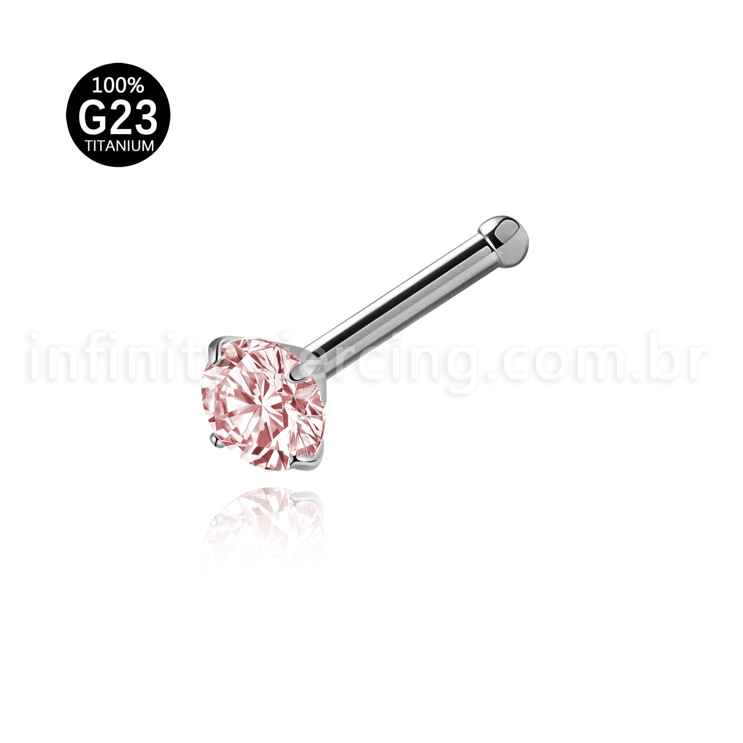 Piercing Nostril Reto Titânio Zircônia Redonda