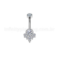 Piercing Banana Aço Cirúrgico Indiano 7 Zircônias Cravada