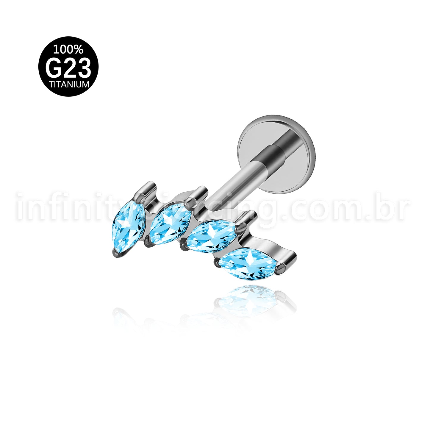 Piercing Labret Titânio Folhas Zircônia