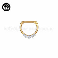 Piercing Meia Argola Titânio Segmento Articulado Detalhes Zircônia