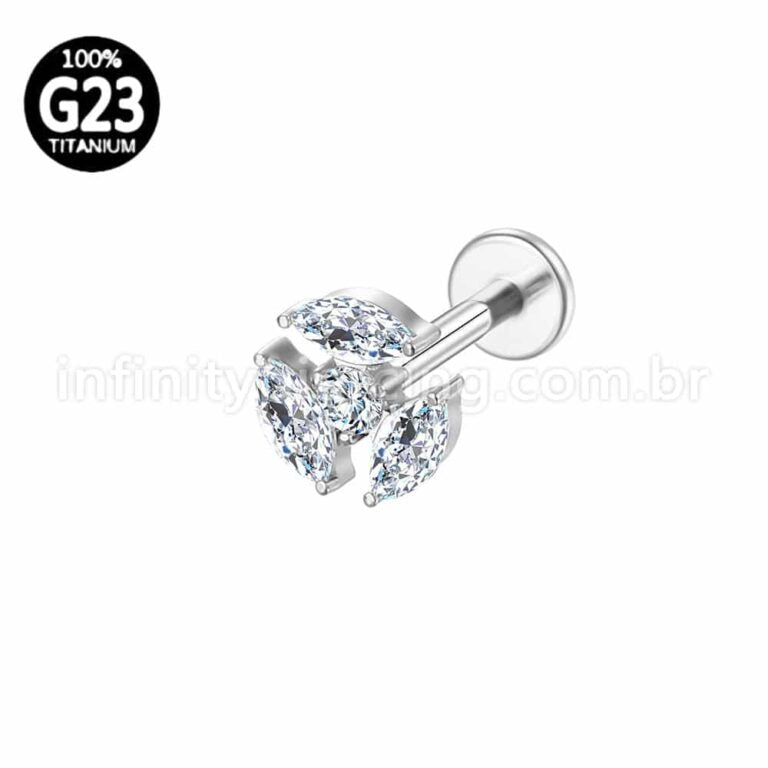 Piercing Labret Titânio Zircônia Cravejada