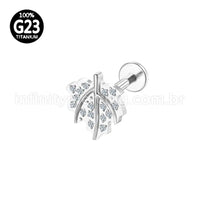 Piercing Labret Titânio Folha Zircônia Cravejada
