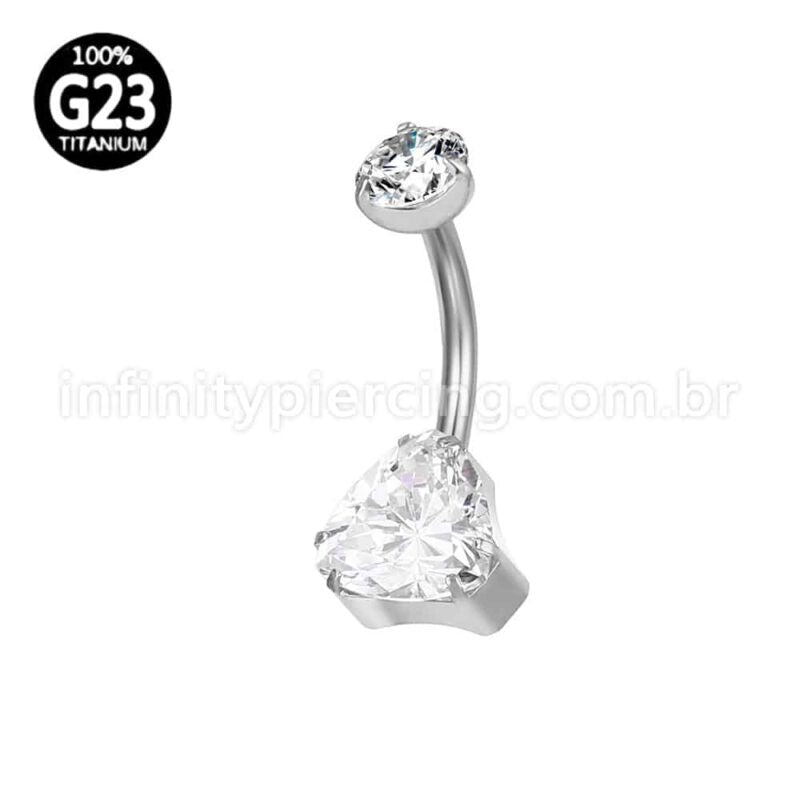 Piercing Banana Titânio 2 Pedras Zircônia