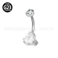 Piercing Banana Titânio 2 Pedras Zircônia