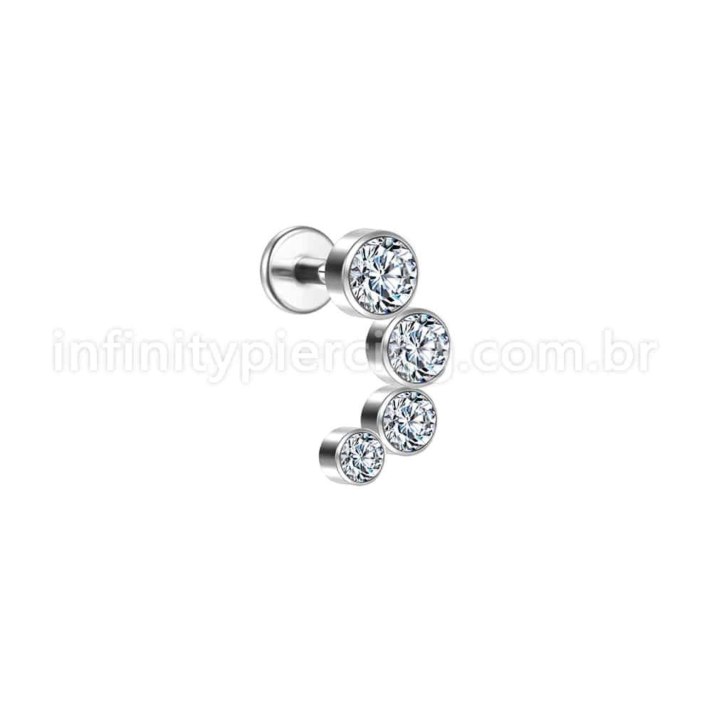 Piercing Labret Aço Cirúrgico Zircônia