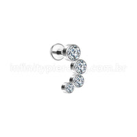 Piercing Labret Aço Cirúrgico Zircônia