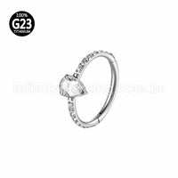Piercing Argola Titânio Segemento Articulado Zircônia Gota