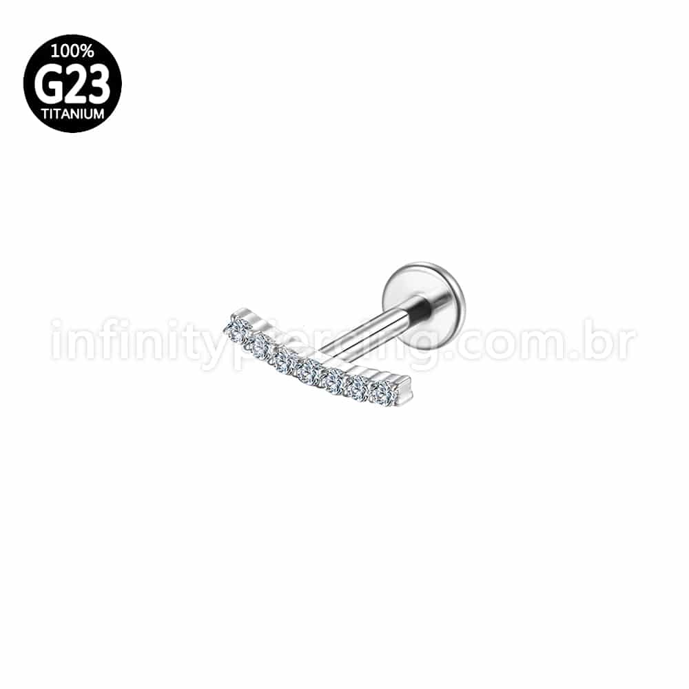 Piercing Labret Titânio Barra Curva Zircônia
