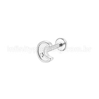 Piercing Labret Aço Cirúrgico Lua Com Estrela