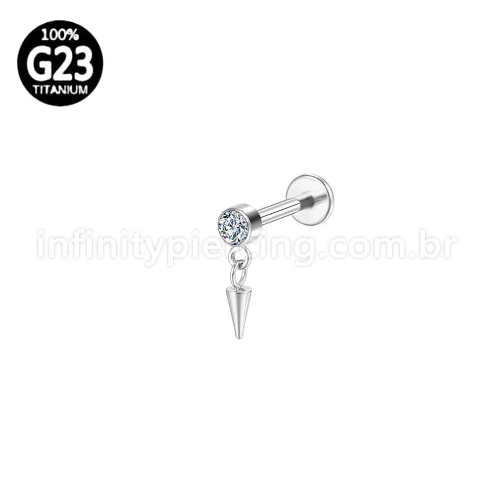 Piercing Labret Titânio Ponto De Luz Com Pingente Spike