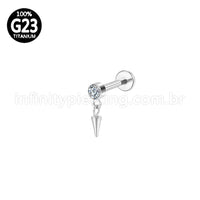 Piercing Labret Titânio Ponto De Luz Com Pingente Spike