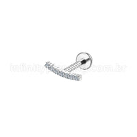 Piercing Labret Aço Cirúrgico Barra Meio Curvo Mini Zircônias