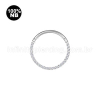 Piercing Argola Nióbio Segmento Articulado Frontal Zircônia Cravejada